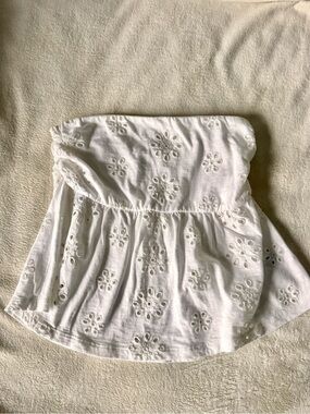 American Eagle White Eyelet Tube Top